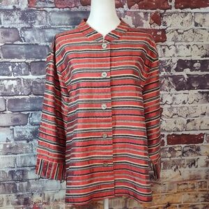 French Laundry Raw Silk/Cotton Stripe Jacket